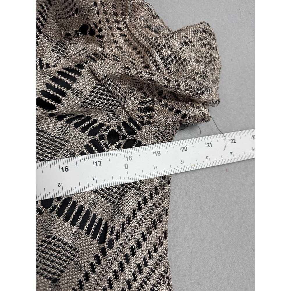 Vintage Helene Blake Crochet Lace Dress Sz 10 Gold Lurex Fringe Whimsigoth Boho - Picture 10 of 12